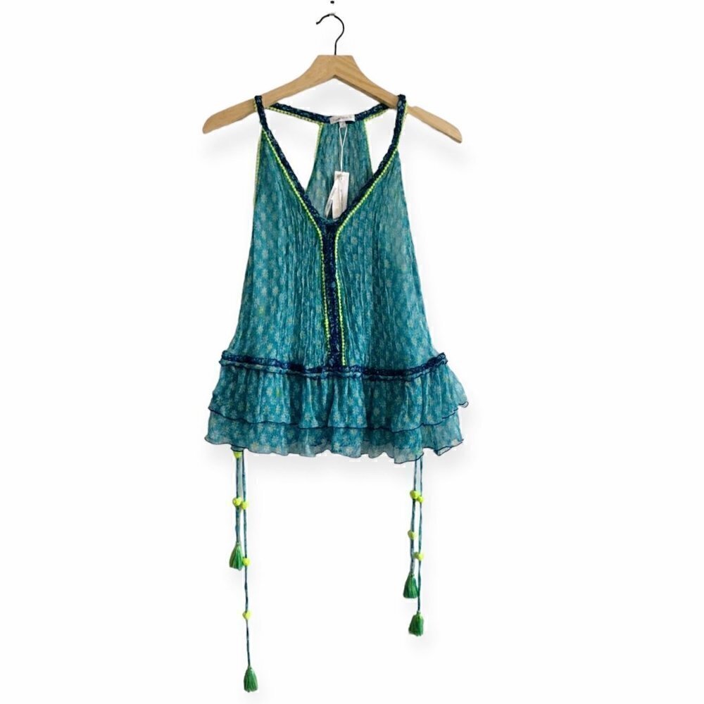 Poupette St Barth Bety printed silk top, New with tags, Size XS